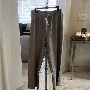 NEW J Crew stratus Textured satin wide leg pull on in spring rain Taupe pants, L